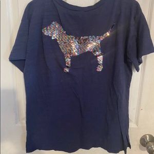 PINK Victoria Secret Rainbow 🌈/ Silver Sequin Tee